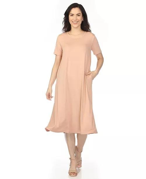 White Mark Women’s Crew Neck T‑Shirt Dress Rose Gold XL NWT $80