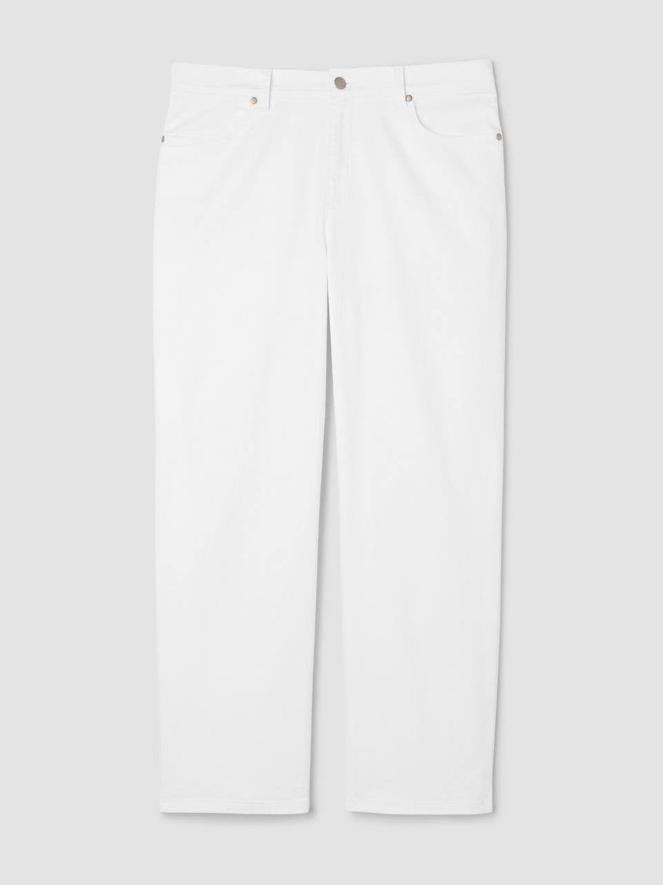 Eileen Fisher Garment-Dyed Organic Cotton Straight Jeans White M NWT $188