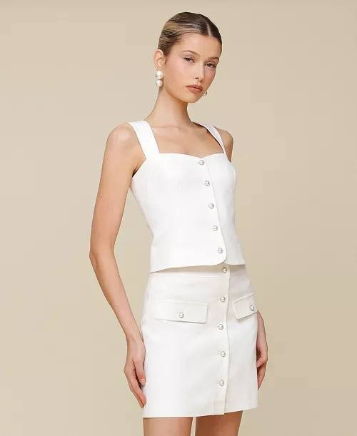 Avec  Les  Filles  Women’s  Sweetheart  Neckline  Vest  Top  Ivory  L  NWT  $79