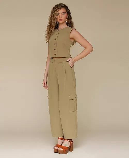Avec Les Filles Barrel-Leg Cargo Pants Beige 14 NWOT $99