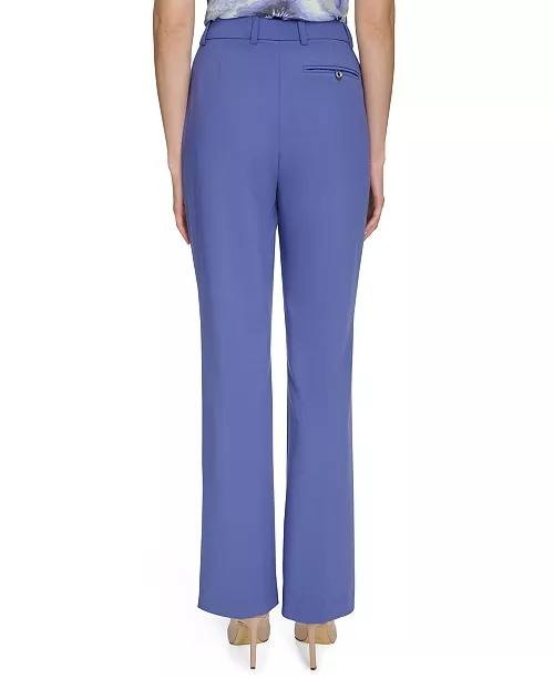 Calvin Klein High‑Rise Straight‑Leg Pants Blue 4 NWT $99