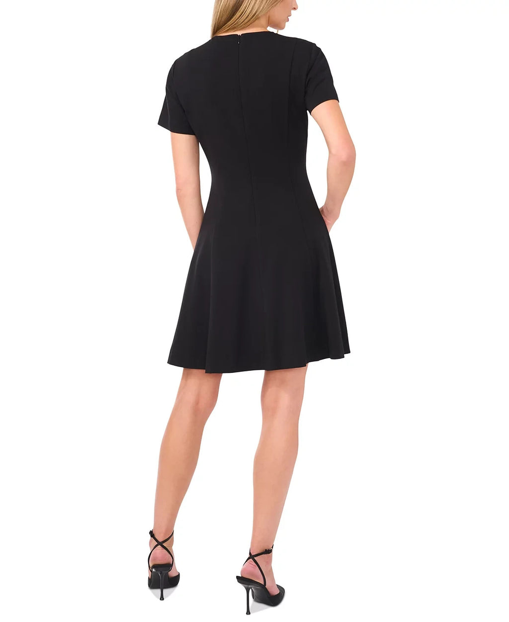 CeCe Bow-Trim Fit & Flare Dress – Black, Size 14