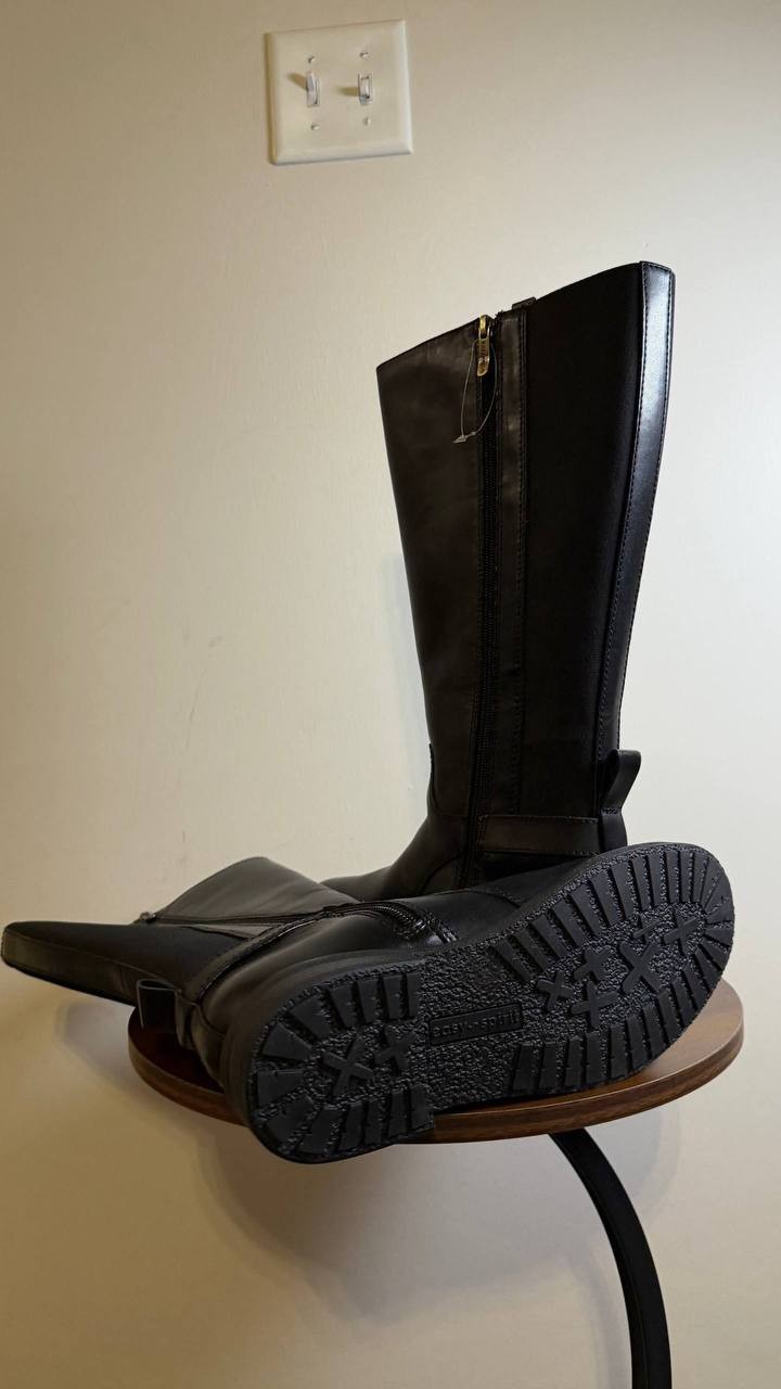 Easy Spirit Jackie Boots 8.5M Black Leather Tall Riding Buckle NIB msrp$199