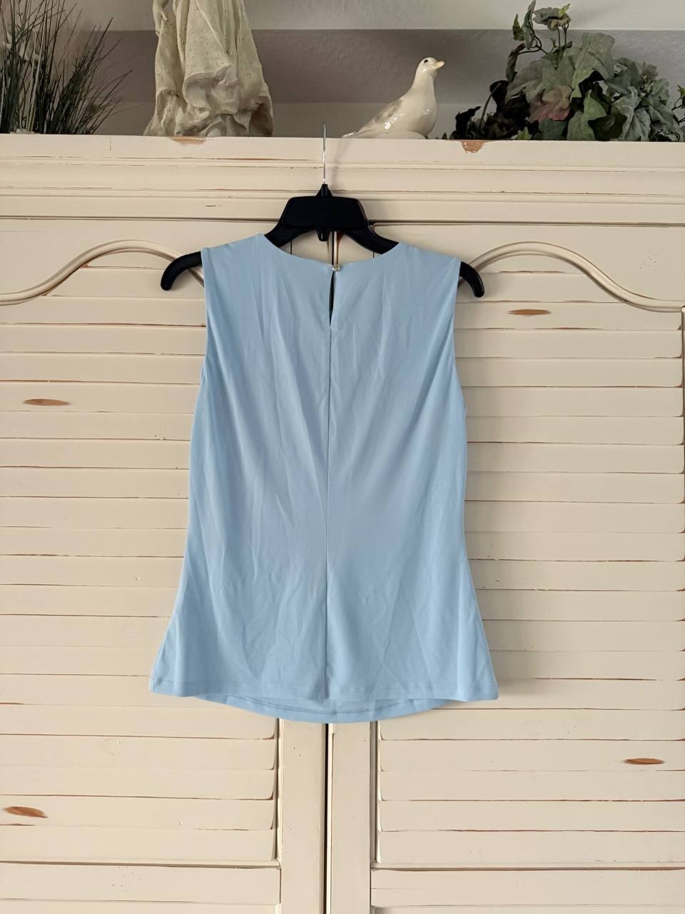 Calvin Klein Top S Light Blue Pleated Neck Sleeveless Career Blouse Workwear NWT
