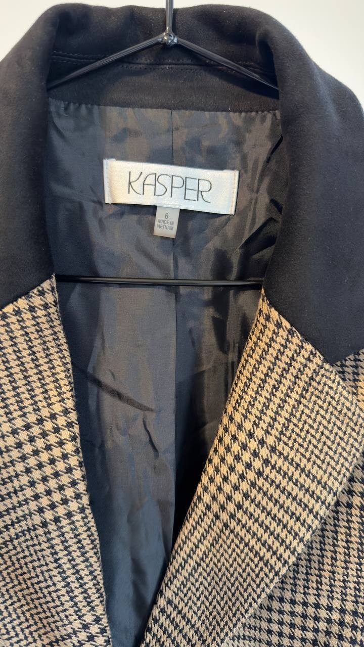 Kasper Plaid Two‑Button Notch‑Collar Jacket Pink Perfection Multi 8P NWT $139