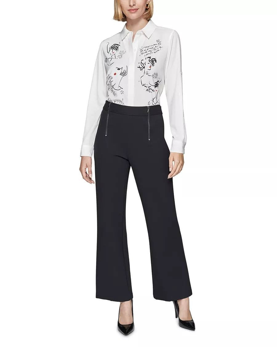 Karl Lagerfeld Paris Double‑Zipper Pants Black XL Pre‑Owned Designer MSRP$89