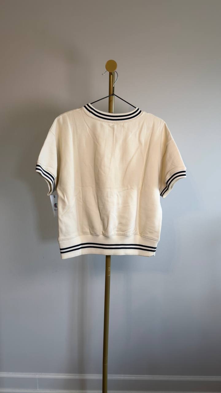 Champion Short‑Sleeve Fleece Pullover Sweatshirt M Natural NWT $55