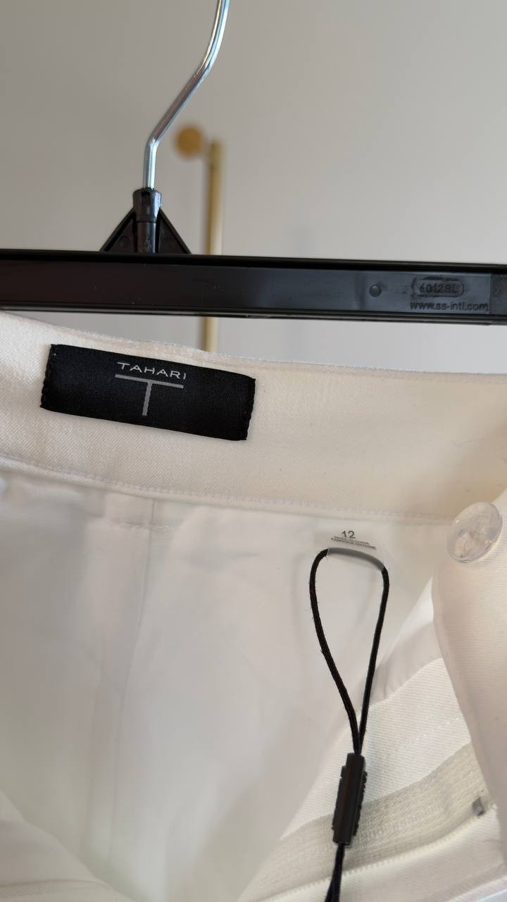 T Tahari High‑Rise Straight Wide‑Leg Pants White Star 12 NWT $88