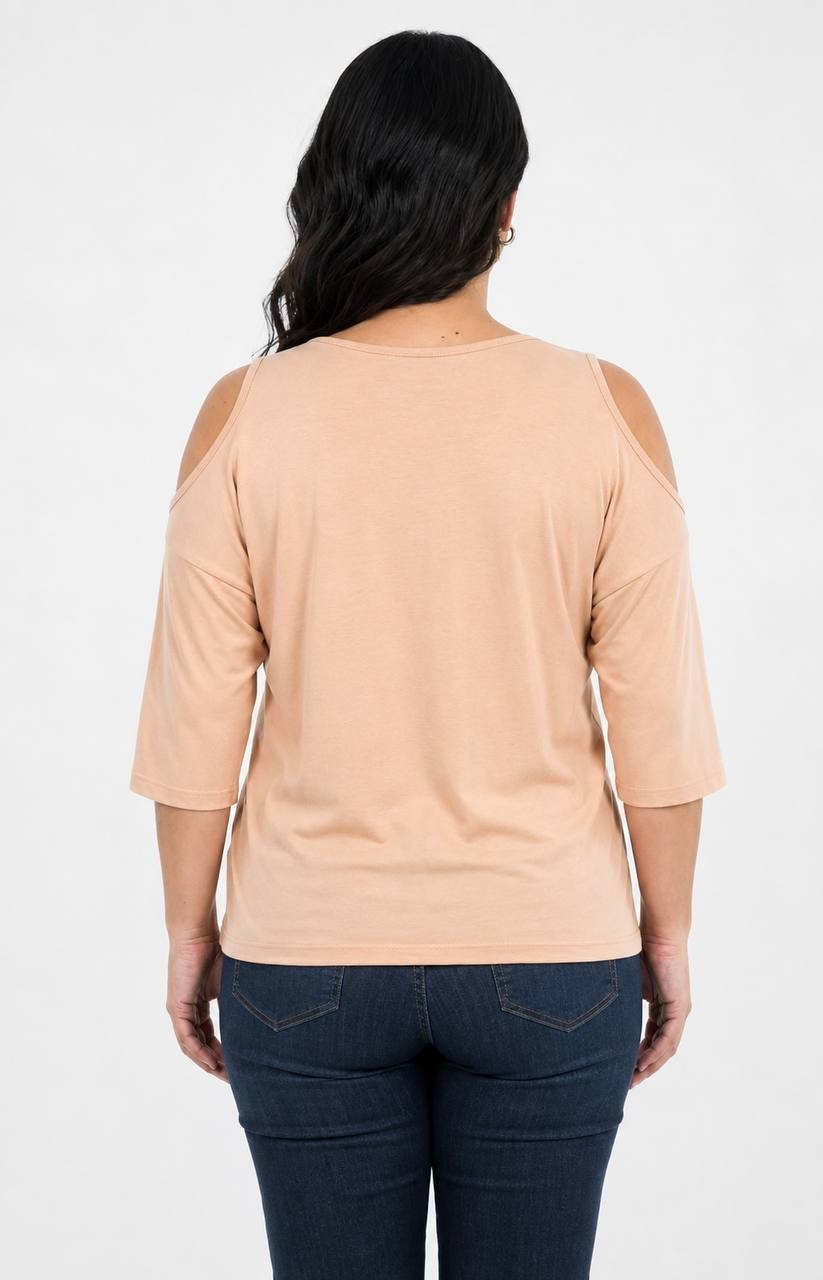 White Mark Plus Cold Shoulder Scoop Neck Tunic Top Rose Gold XL NWT $52