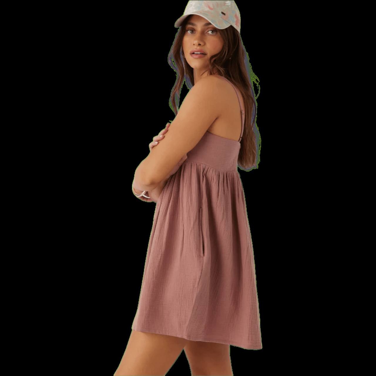 O’Neill Hadia Crinkle Double Gauze Mini Dress Burl Wood Size M NWT $59.50