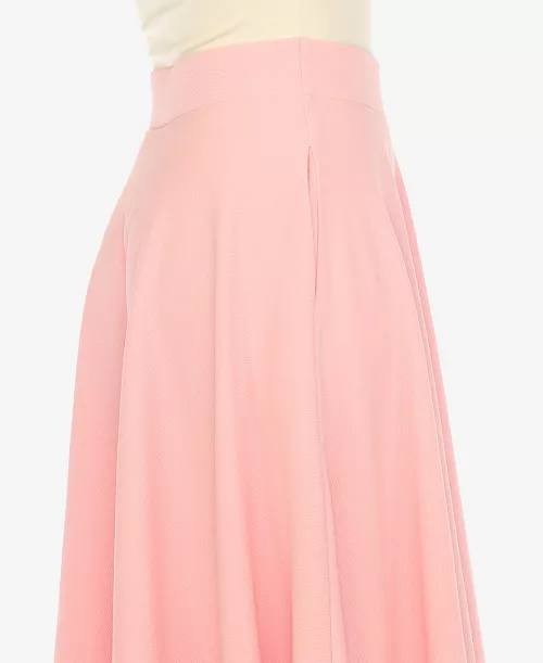 White Mark Women’s Flared Midi Skirt with Pockets Cotton Pink L NWT $59
