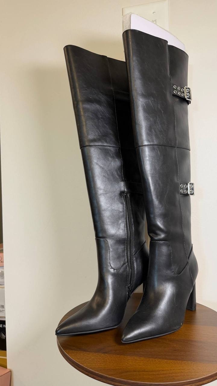 Wild Pair Knee High Boots 6.5M Black Beauty Man‑Made Block Heel NIB msrp$119