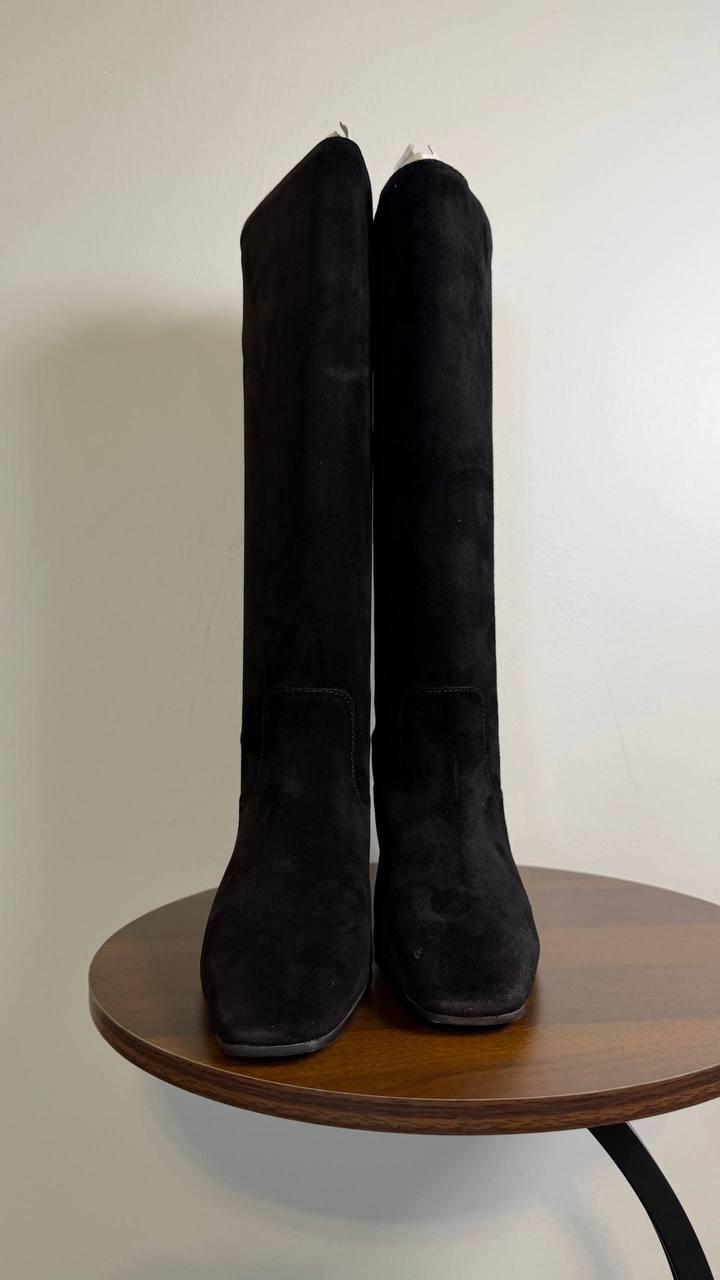Steve Madden Dantelle Boots 5.5 Black Suede Square Toe[Some scuffs]NIB msrp$179