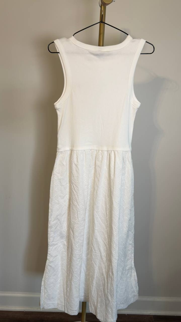 Tommy Hilfiger Mixed Media Broderie Sleeveless Dress White M NWT $99.50