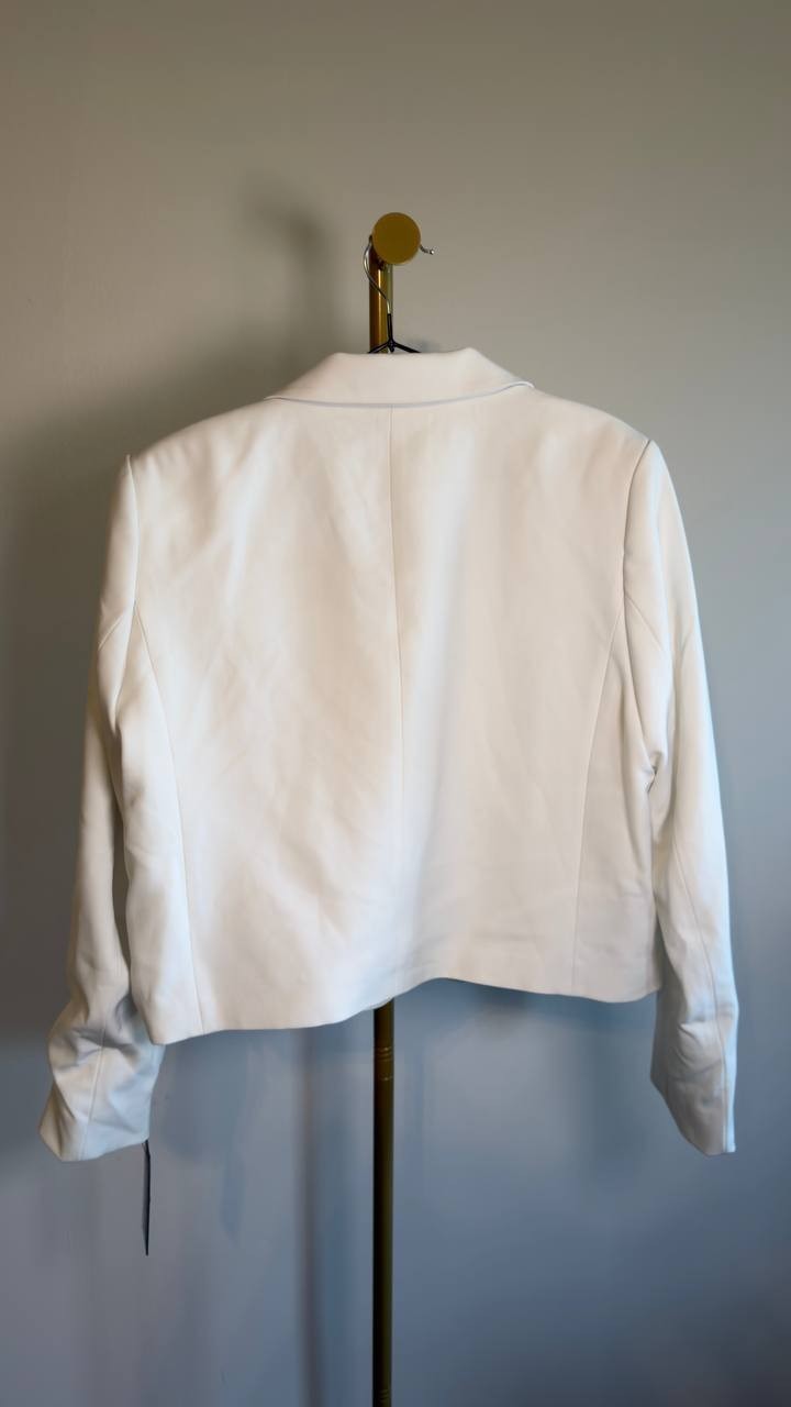 Karl Lagerfeld Cropped Embroidered Blazer White 14 NWT $299