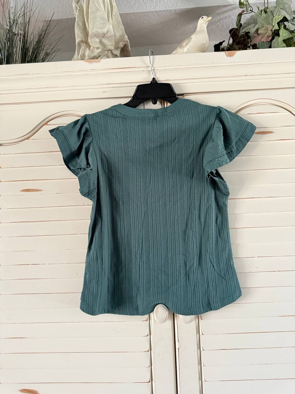Democracy Petite PS Green Split V-Neck Cap Sleeve Knit Top NWT MSRP $48
