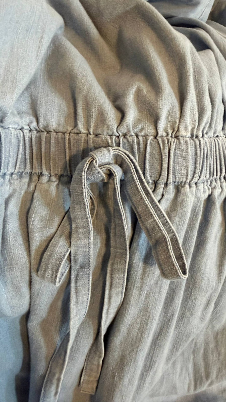 Anne Klein Women’s Split‑Neck Puff‑Sleeve Denim Midi Dress Blue $129 NWT