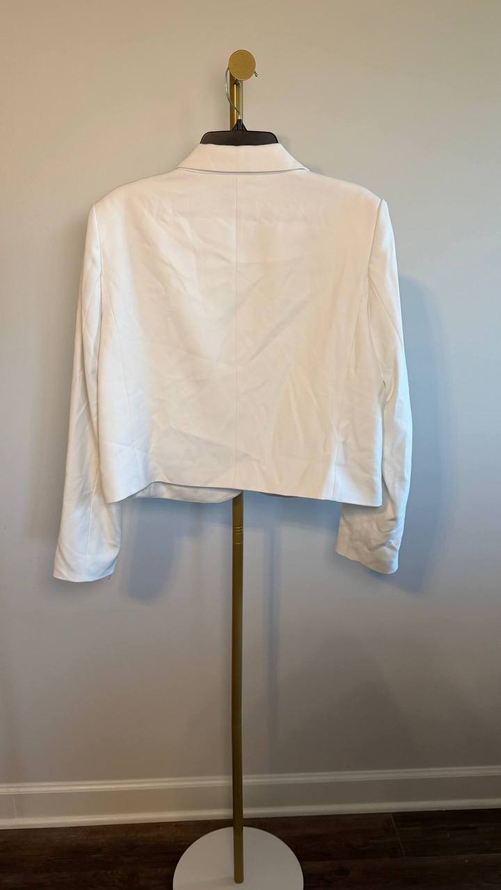 Karl Lagerfeld Paris Cropped Embroidered Blazer White 14 NWOT $209