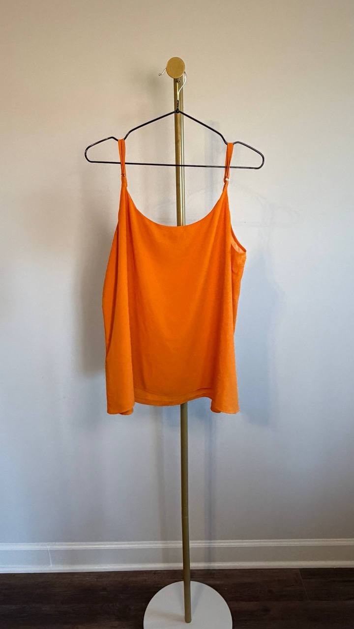 1.STATE Chiffon Inset Tank Russet Orange XL NWT $39