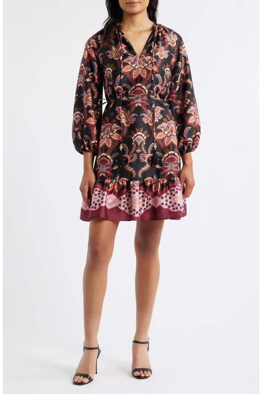 Vince Camuto Women’s Keyhole Pull-On Dress Black Multi Size 6 NWT $168