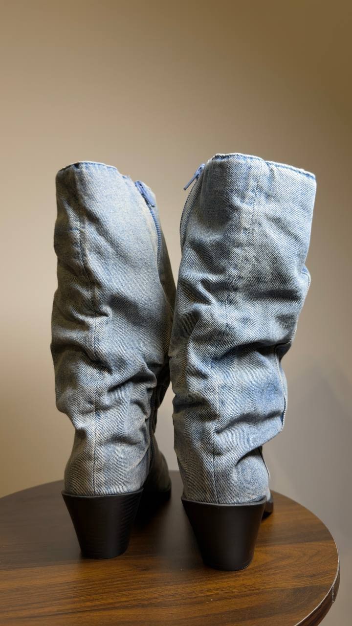 Wild Pair  Block Heel Boots  Denim  7  New  $79.90