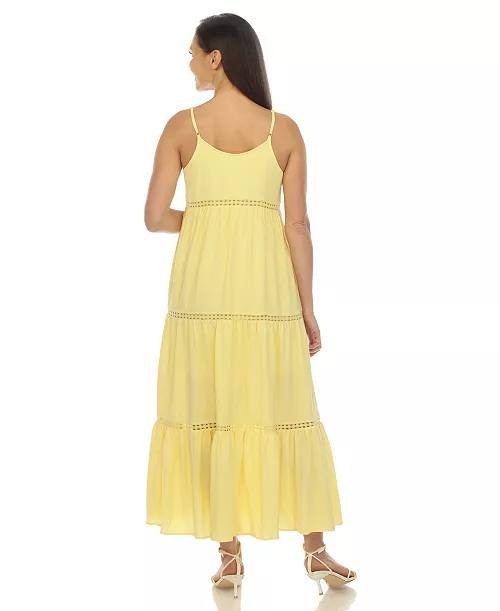 White Mark Scoop Neck Tiered Ruffle Midi Dress Yellow XL NWOT $76