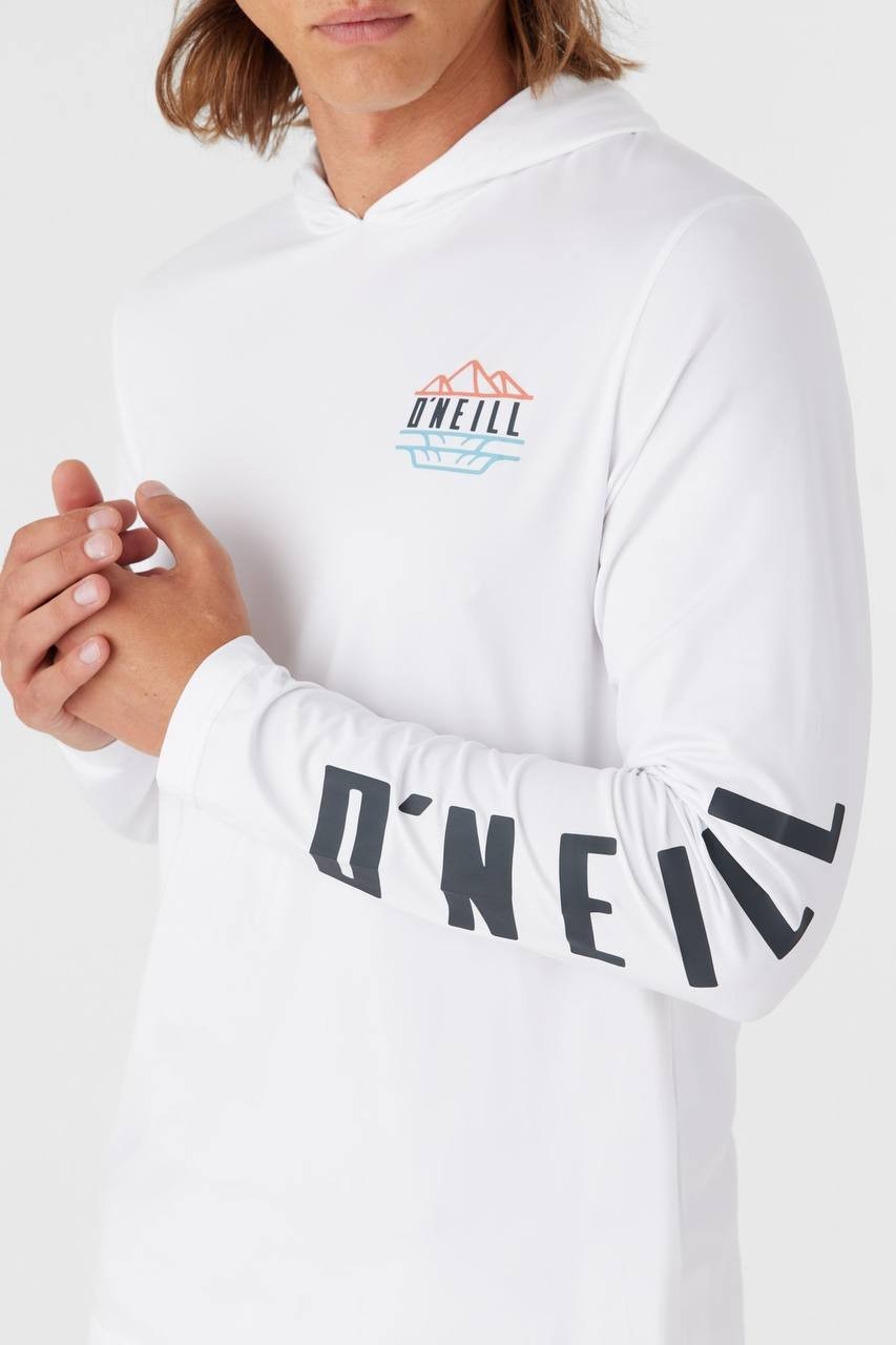 O’Neill Men’s TRVLR UPF 50+ Hooded Long Sleeve Rashguard White XXL NWT $ 79