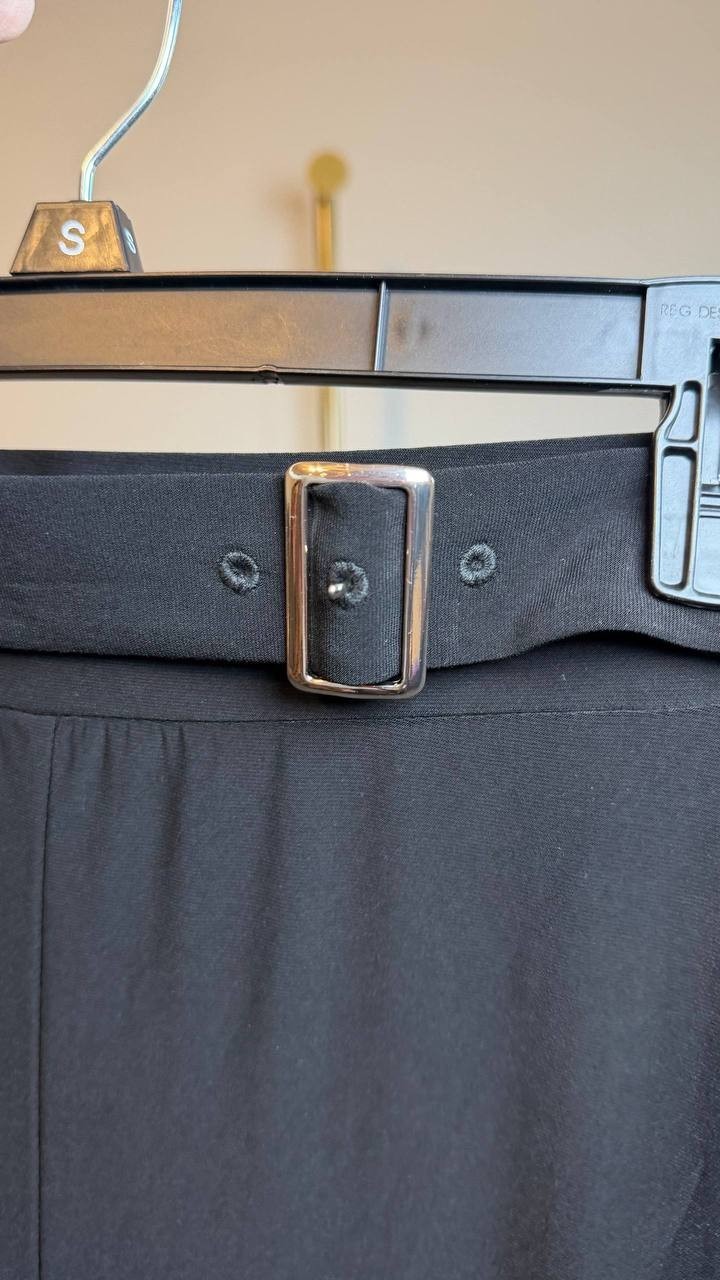 Anne Klein High‑Waist Belted Wide‑Leg Pants Black L NWT $79
