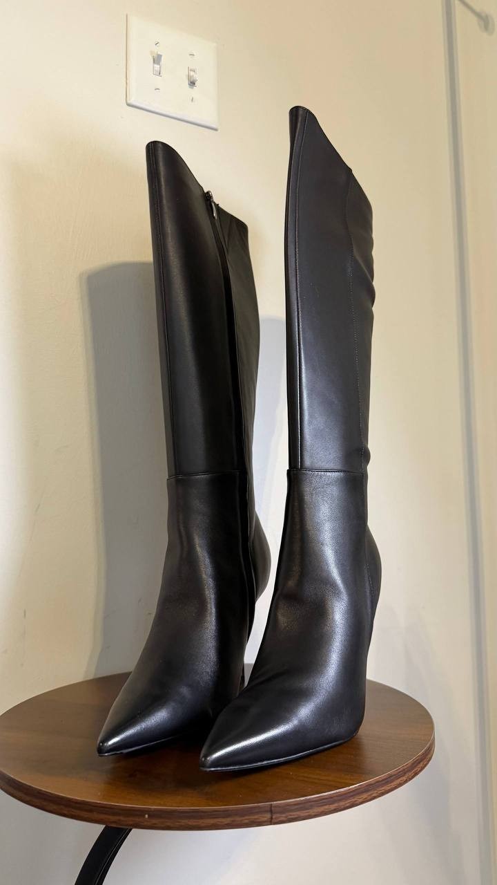 Nine West High Boots 11M Black Leather New in Box MSRP $249