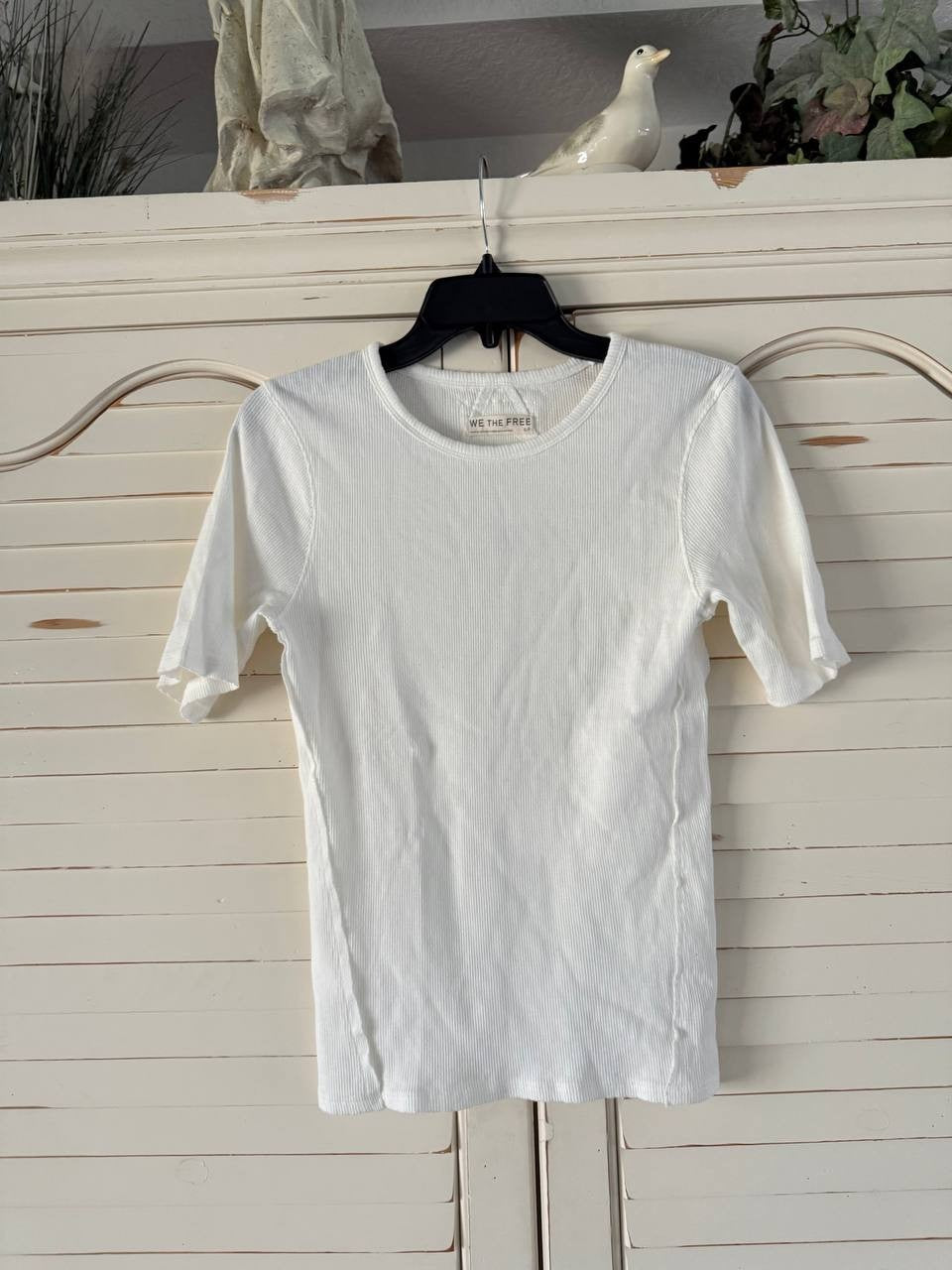 Free People Picture You Tee S Ivory Short Sleeve Stretch Cotton NWT