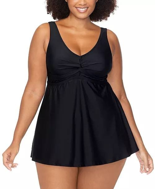 Raisins Curve Lucia Twist‑Front Swimdress Black 20W NWT $106
