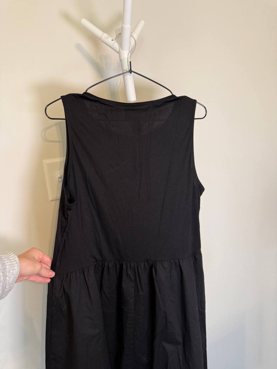 Anne Klein Sleeveless Mixed Media Midi Dress-Black-Size L-NWT-$129