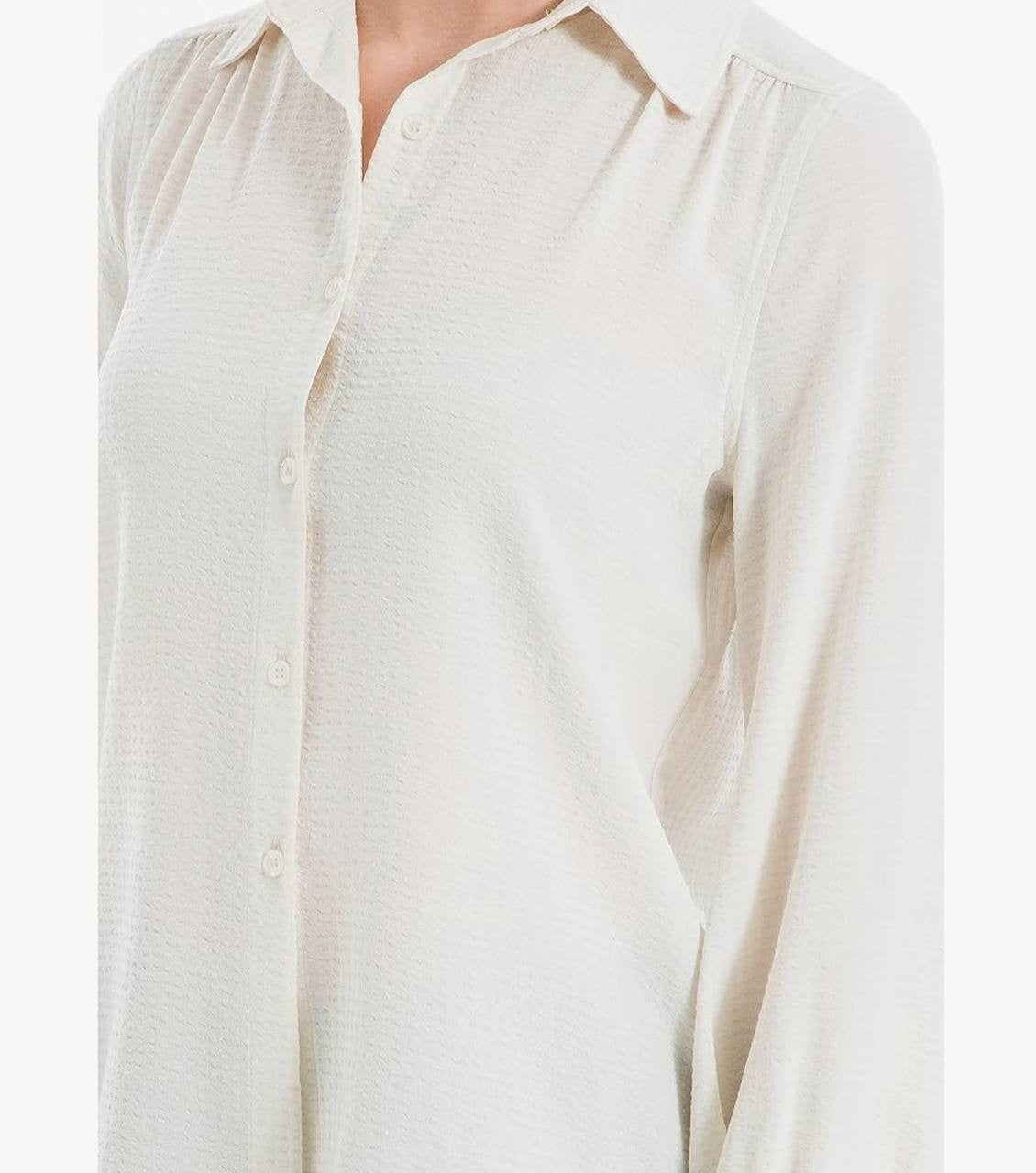 Max Studio Text Grid Collared Blouse Beige Size XL NWT $98 – Classic Chic