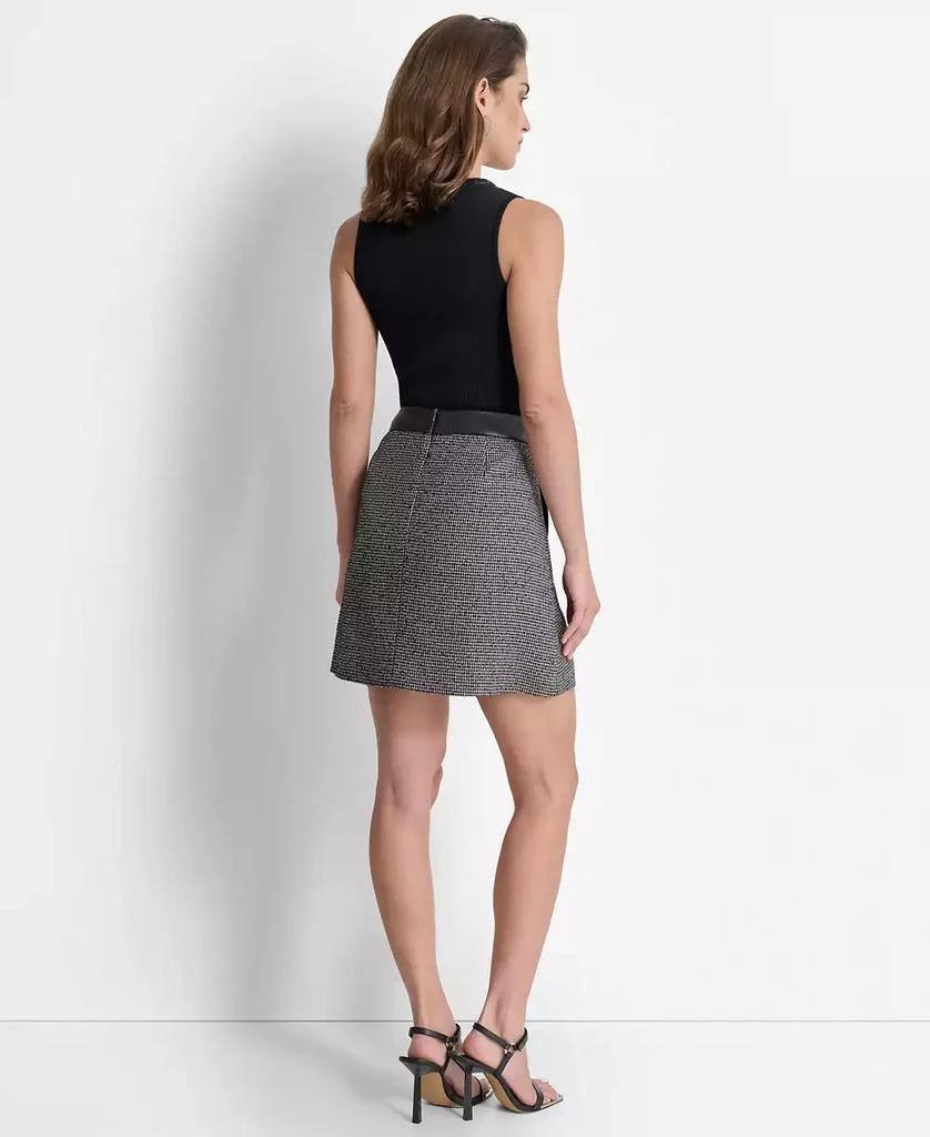 DKNY Faux‑Leather‑Trim Mini Tweed Skirt – Size 14 – NWOT – $89