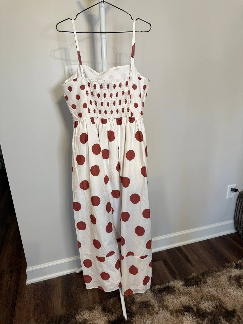 CeCe Cotton‑Blend Printed Tie‑Front Smocked‑Back Maxi Dress – Size XL – NWT– $35