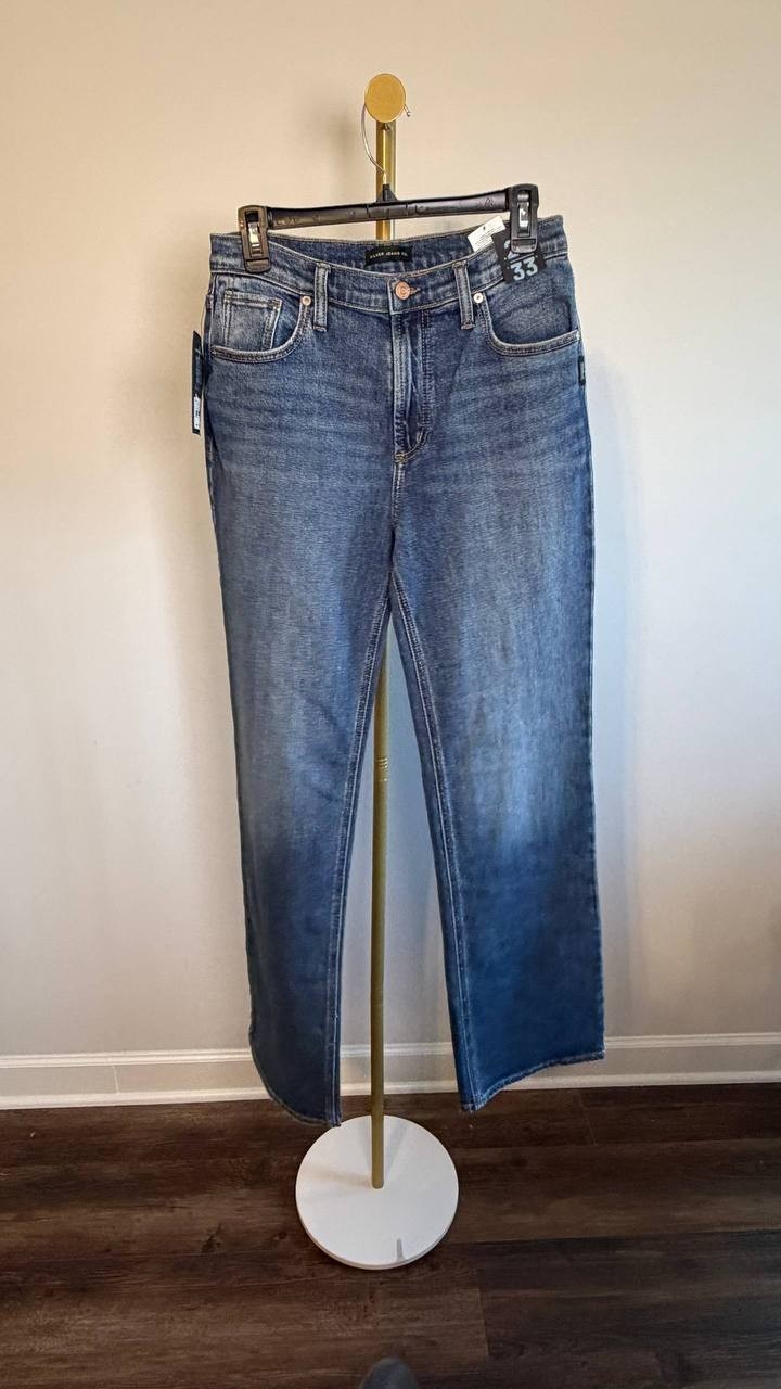 Silver Jeans 90s Baggy Mid Rise Bootcut Jeans Acoustic 25 NWT $88
