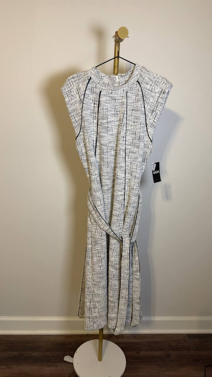 MSK Short‑Sleeve Crewneck Knit Dress Bright White L NWT $109