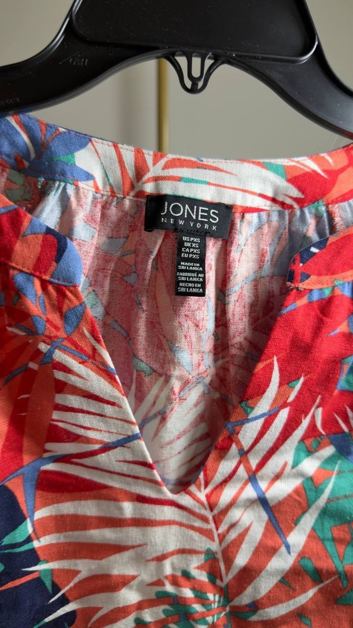 Jones New York Women’s Printed Top Coral Sun Multi PXS NWT $79.50