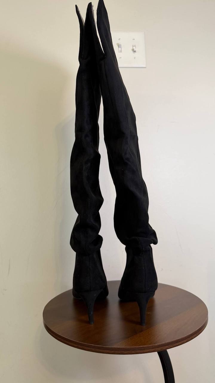 Madden Girl Women’s Stassi Over‑the‑Knee Boots Black 8.5 Fabric MSRP 135$— NWB