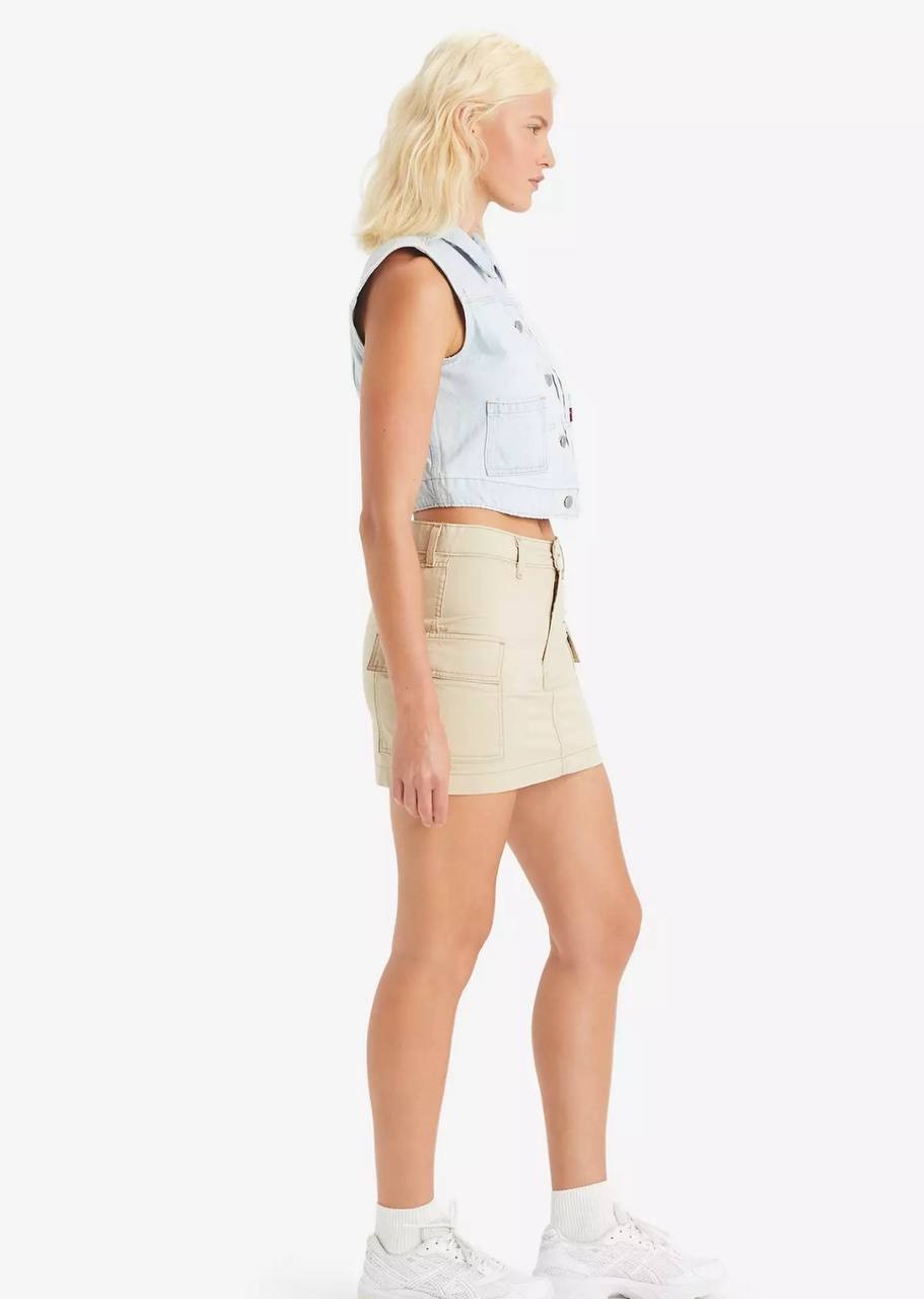 Levi's '94 Cargo Mini Skirt Women's 32 Khaki Cotton Mid Rise NWT Casual