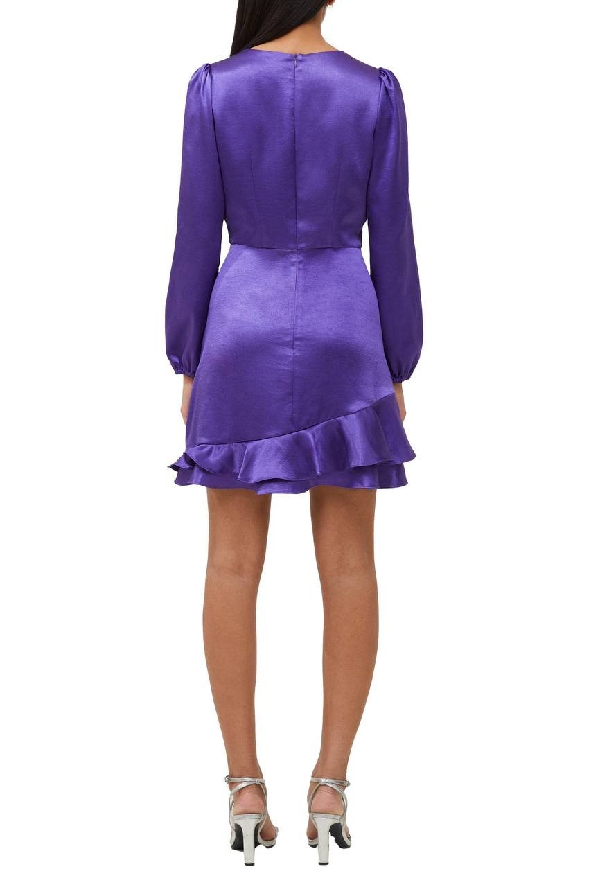 French Connection Denney Satin V‑Neck Dress Cobalt Violet 6 NWT $98