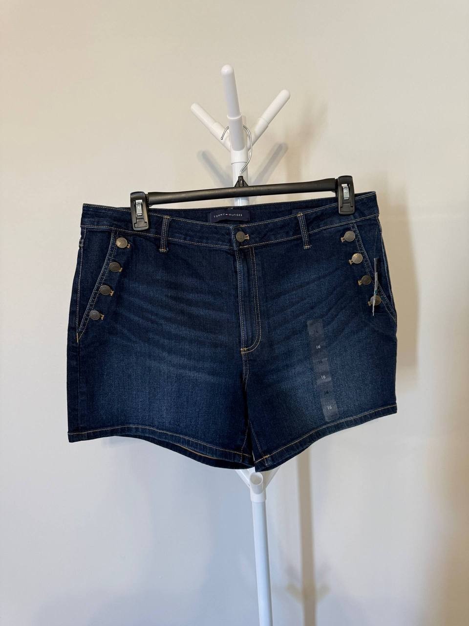Tommy Hilfiger Side-Button Denim Shorts – Size 16 – NWT – $54.50