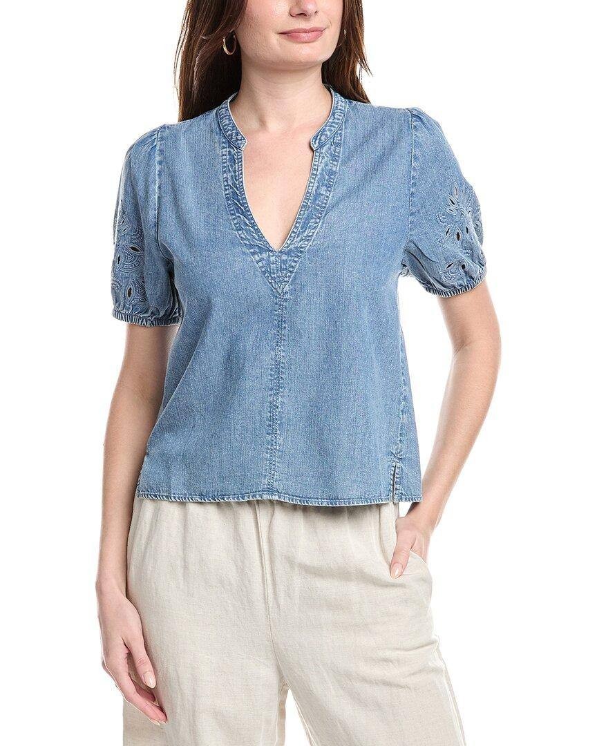 Splendid “Cayden” Embroidered Puff‑Sleeve Blouse – Size XS – NWOT
