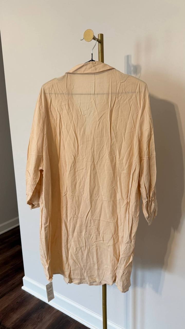 Cupshe Beige Lace Up Cover Up Dress L NWT Summer Beachwear Women Chic