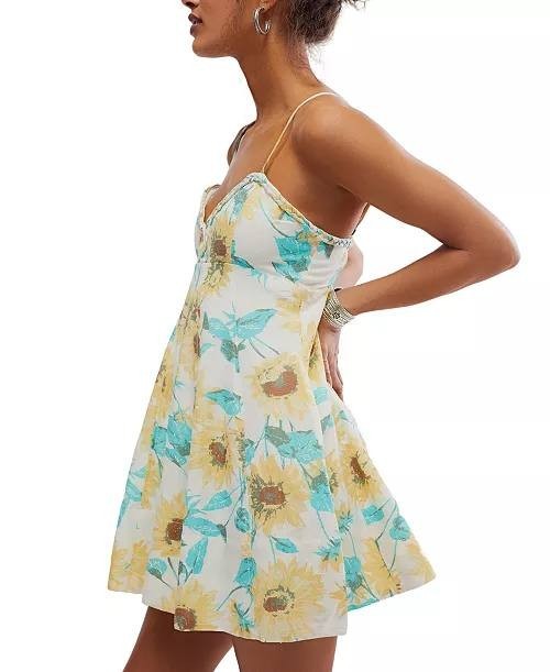 Free People Altura Floral  Mini Dress –Size L–NWT– $128-Small Inside Fabric Pull