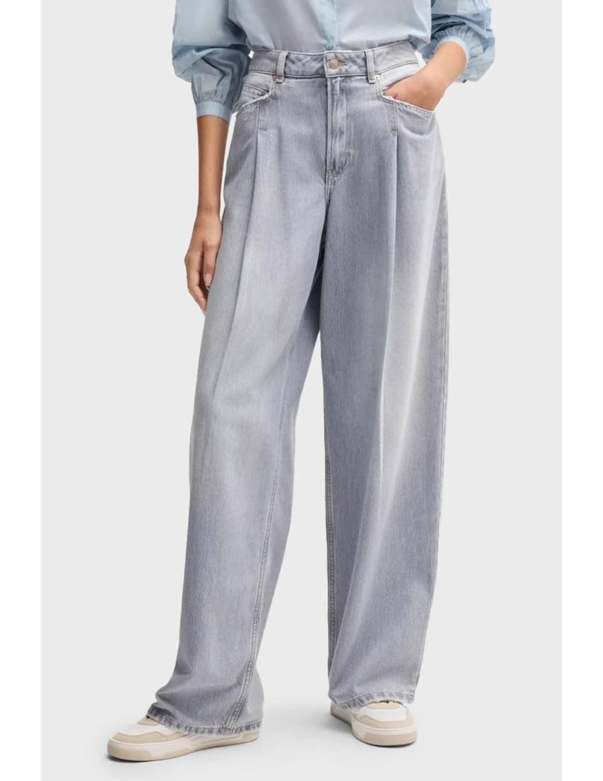 BOSS Orange Slouchy Pleated Wide‑Leg Denim Pants Charcoal 31 NWT $198