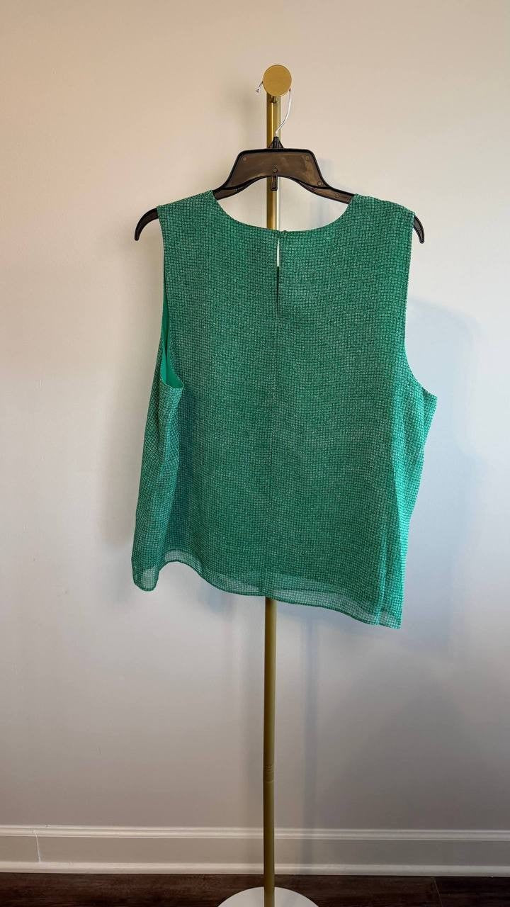 Calvin Klein Printed Chiffon Sleeveless Top Green XL NWT $79