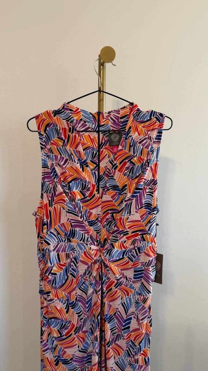 Vince Camuto Women’s Printed Halter‑Neck Jumpsuit Multicolor XL $138 NWT