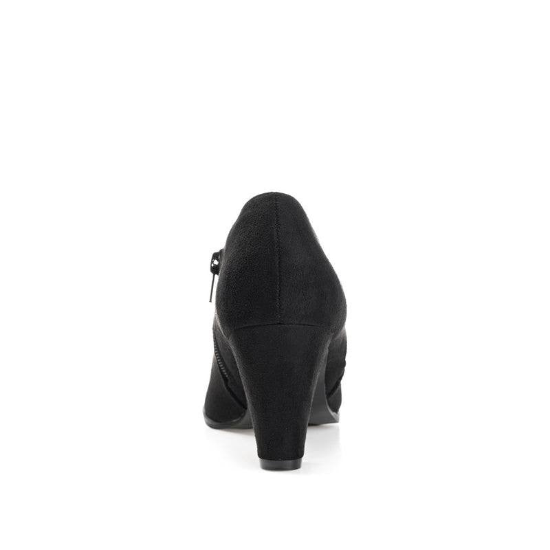 Journee Sanzi Booties 8.5 Black Faux Suede Zip‑Up Round Toe NIB msrp$48.49