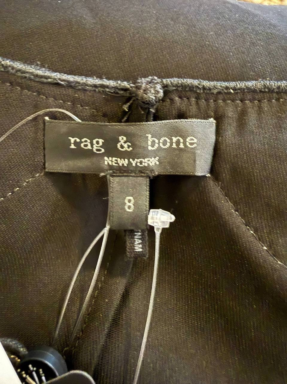 rag & bone “Ann” Embellished Slip Dress – Size 8 – Black Satin – NWT – MSRP$598